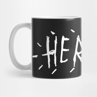 HERETIC text (white) Mug